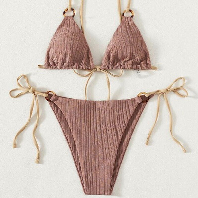 Amazon's New Swimsuit Women's European and American Bikini Two-Piece Sexy Lace-Up Foreign Trade Hot-Selling Beach Vacation Swimsuit