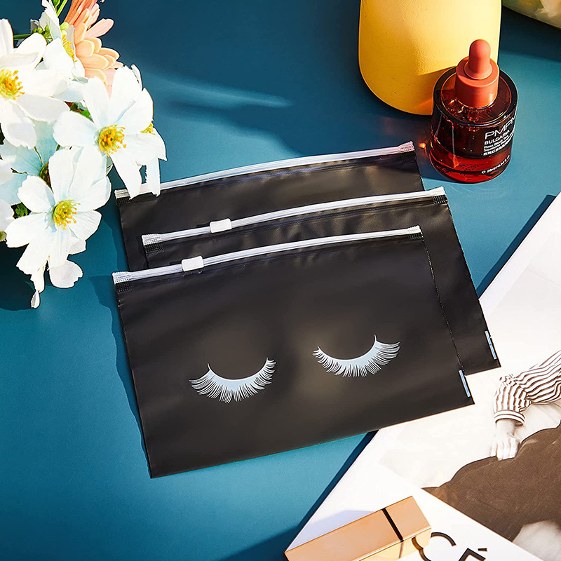 Suministro directo de fábrica en stock al por mayor bolsa de cremallera de pestañas EVA Bolsa De Rosa bolsa de cremallera negra bolsa de almacenamiento de combinación de maquillaje