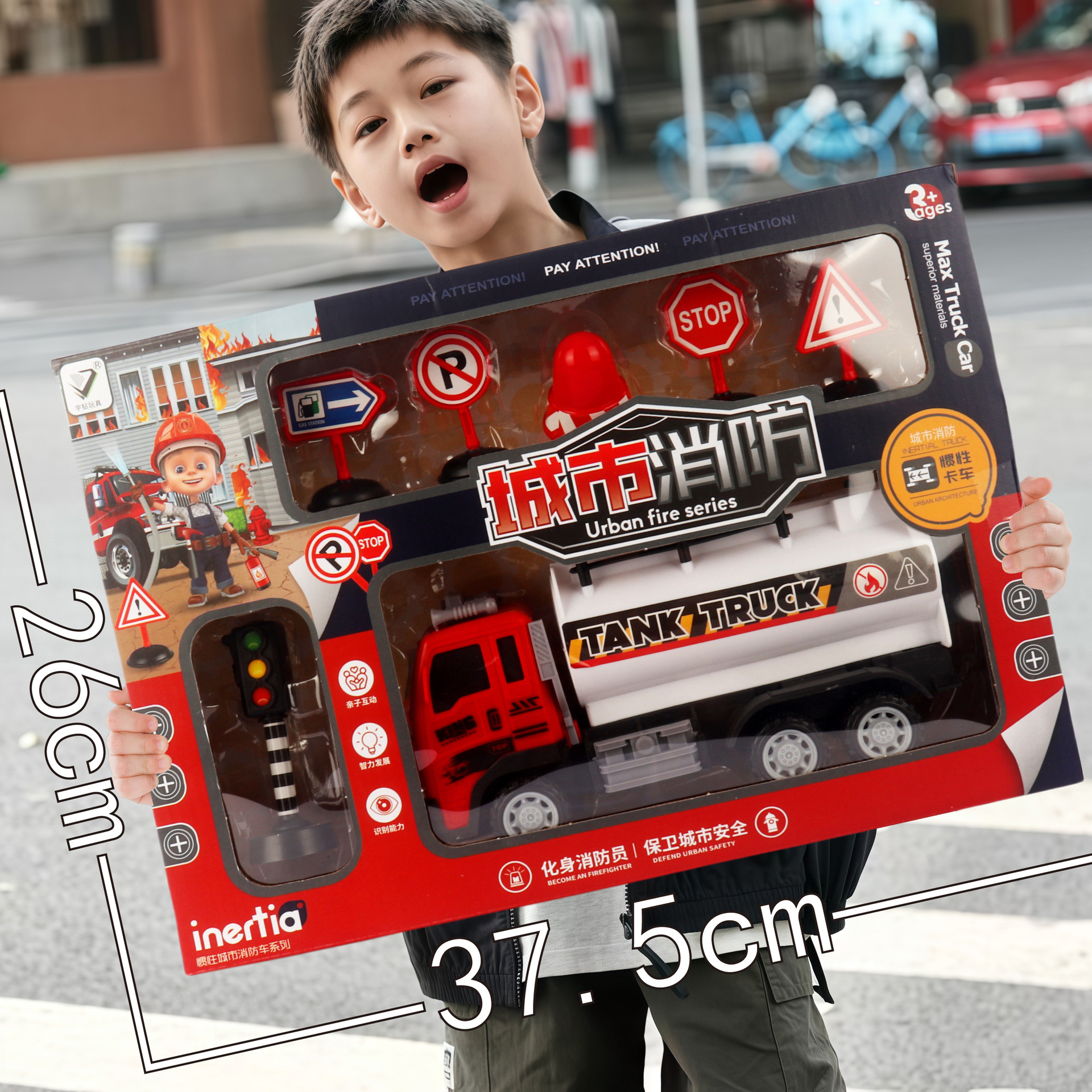 Caja de regalo de envío gratis, juego de coche de ingeniería, modelo de fuego de juguete, coche de retorno inercial, puesto de juguete para niños, regalo al por mayor