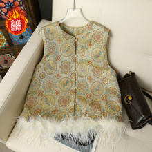 中老年女装新款夹棉加厚保暖新中式马甲女国风宽松圆领妈妈上衣服