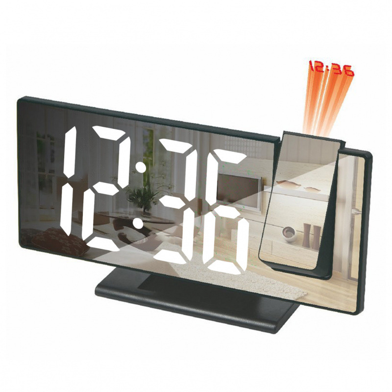 Spot Student Led Projection Alarm Clock Multifunctional Intelligent Photosensitive Clock Digital Mirror Clock with USB