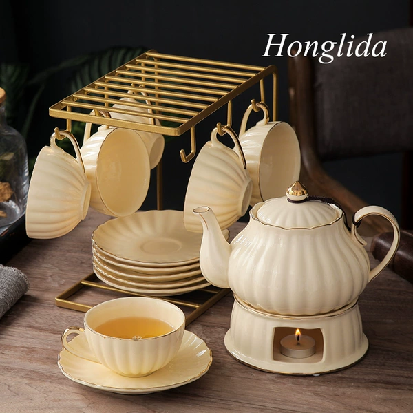Simple pumpkin ceramic pot 6-cup U-shaped stand gift box
