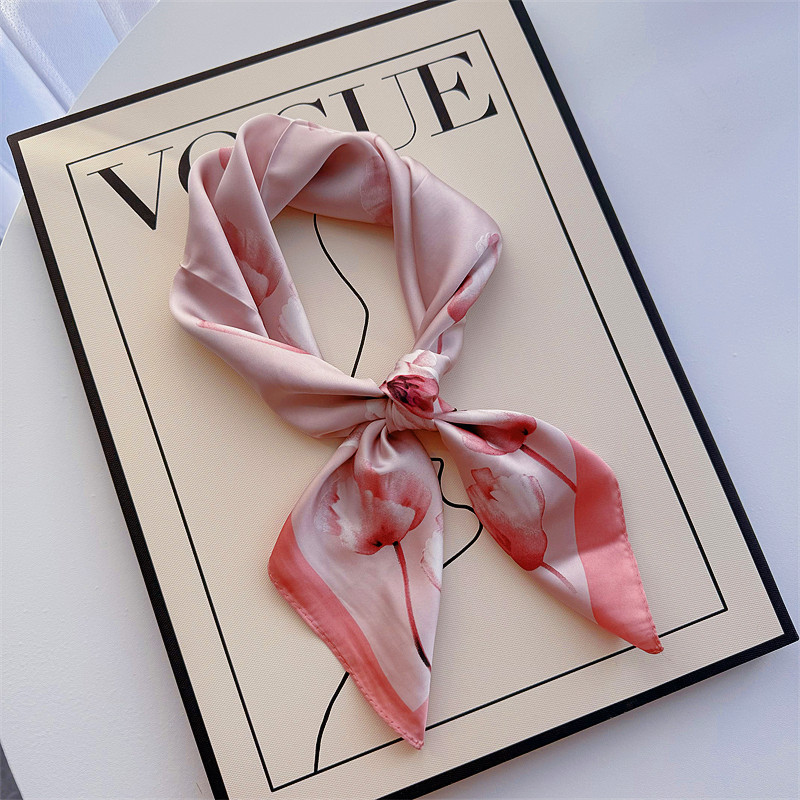 Bufandas de seda para mujeres primavera y otoño bufandas de moda para mujeres bufandas de cuello para maestros y empleados regalos de impresión de lujo ligero