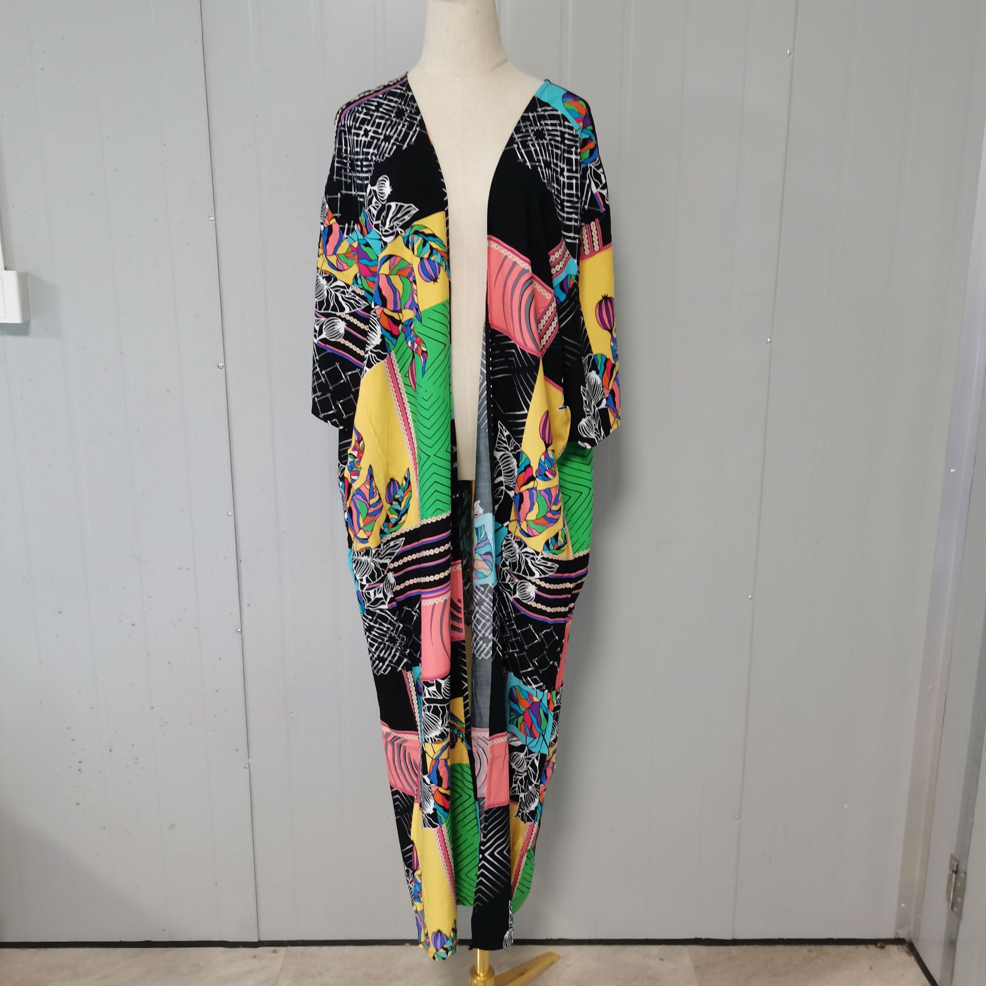 Blusa de playa de secado rápido al azar flor impresa cardigan playa vacaciones falda protección solar camisa bikini blusa exterior 1D136