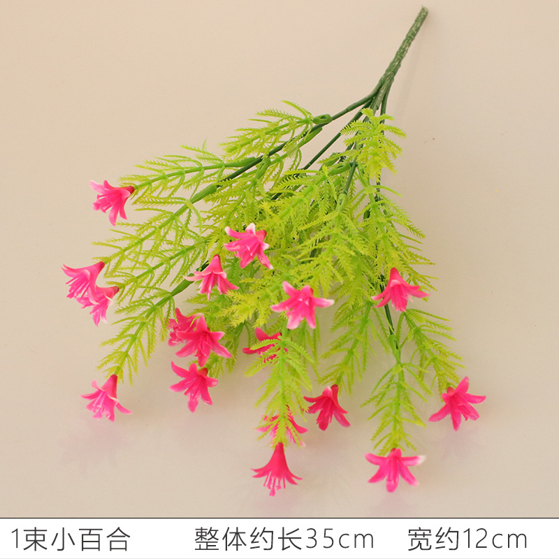 Ramo artificial pequeño lirio artificial flor artificial lirio pequeño mango paquete tela decoración flor arreglo flor suministro directo de fábrica