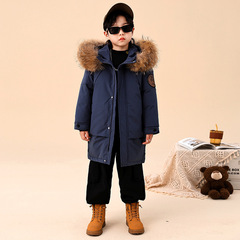 2023 New Boys Down Jacket Children Middle-Old Children Thick Korean Style Warm Puffer Coat Medium-Long White Duck Down