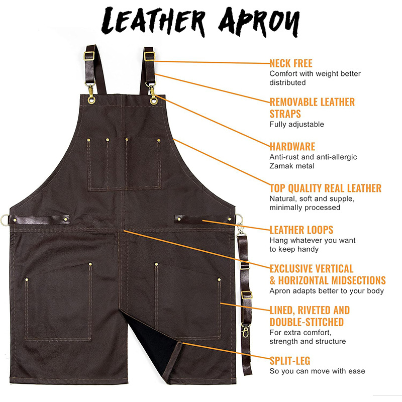 Delantal de Trabajo de Cuero PU Impermeable y Resistente al Aceite para Cocina y Peluquería image 5