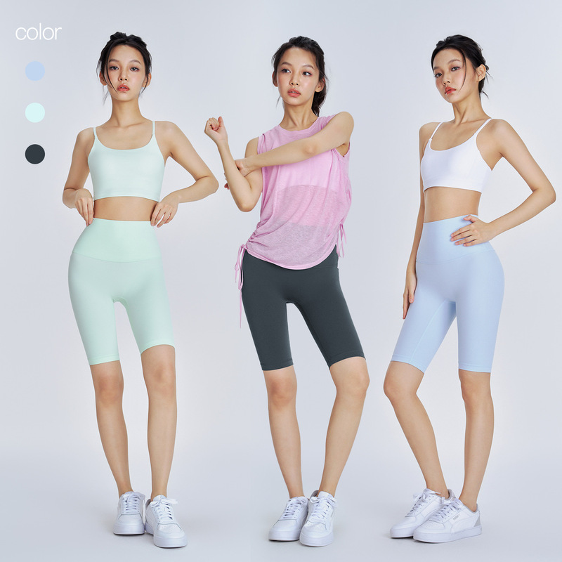 Nuls Yoga Pants for Women, Summer, Seamless, No Awkward Lines, High-Waisted, Tight-Fitting, Outdoor Cycling Shorts, Five-Point Sports Fitness Pants