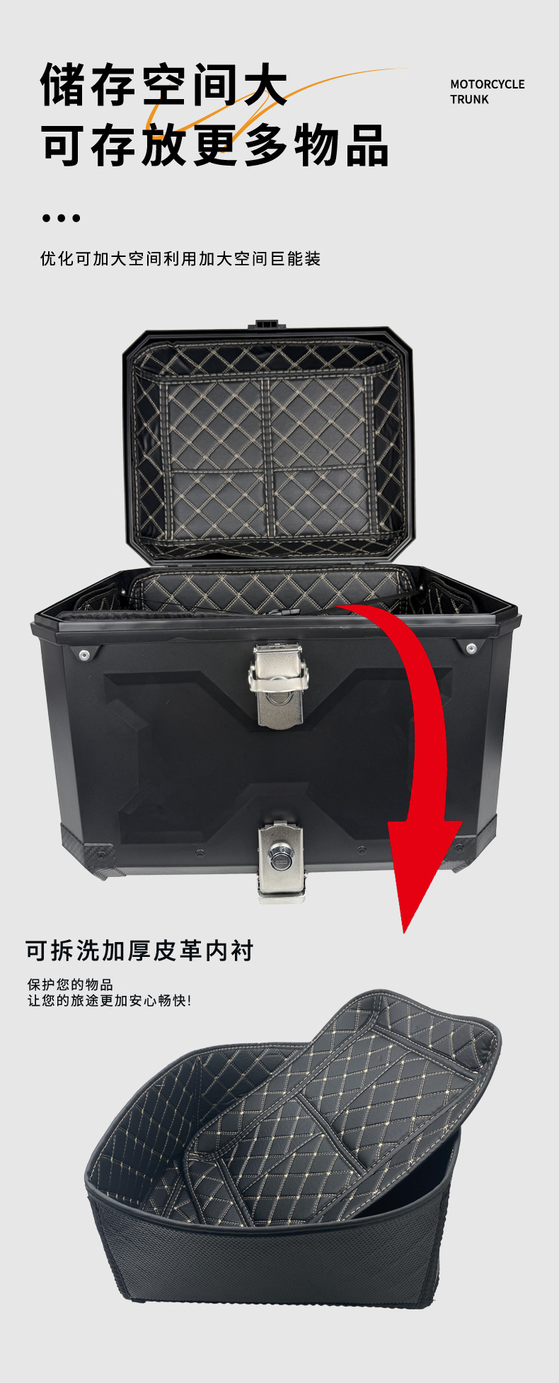 Large-Capacity Electric Vehicle Trunk, High-Strength Quick-Release Rear Box, Motorcycle Electric Vehicle Tail Box, Delivery Storage Box