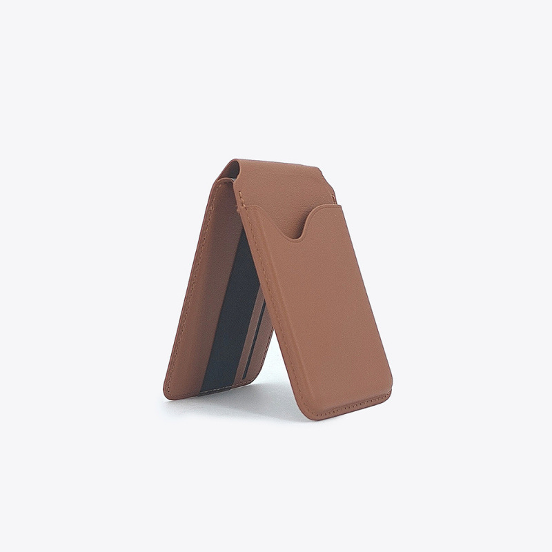 Aplicable a Apple iPhone 16 promox pivote barras PU goma fuerte tarjeta de succión magnética plegable bolsas de soporte de flip