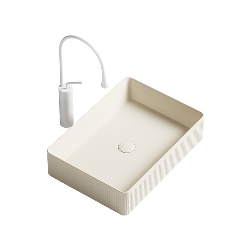 Cerámica de viento crema lavabo lavabo arte lavabo balcón lavabo lavabo redondo cuadrado oval