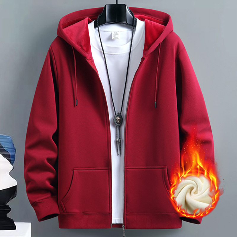 버건디 [솔리드 컬러 가디건 스웨트셔츠 플러스 벨벳] 싱글피스