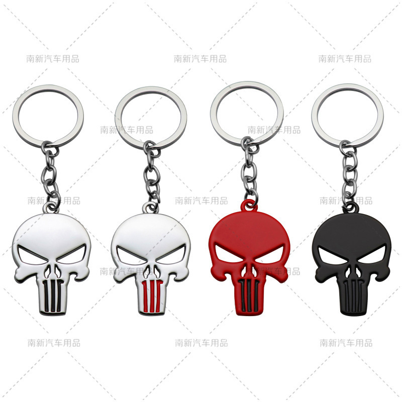 Punisher Keychain Skull Ghost Head Keychain Car Personalized Creative Metal Keychain