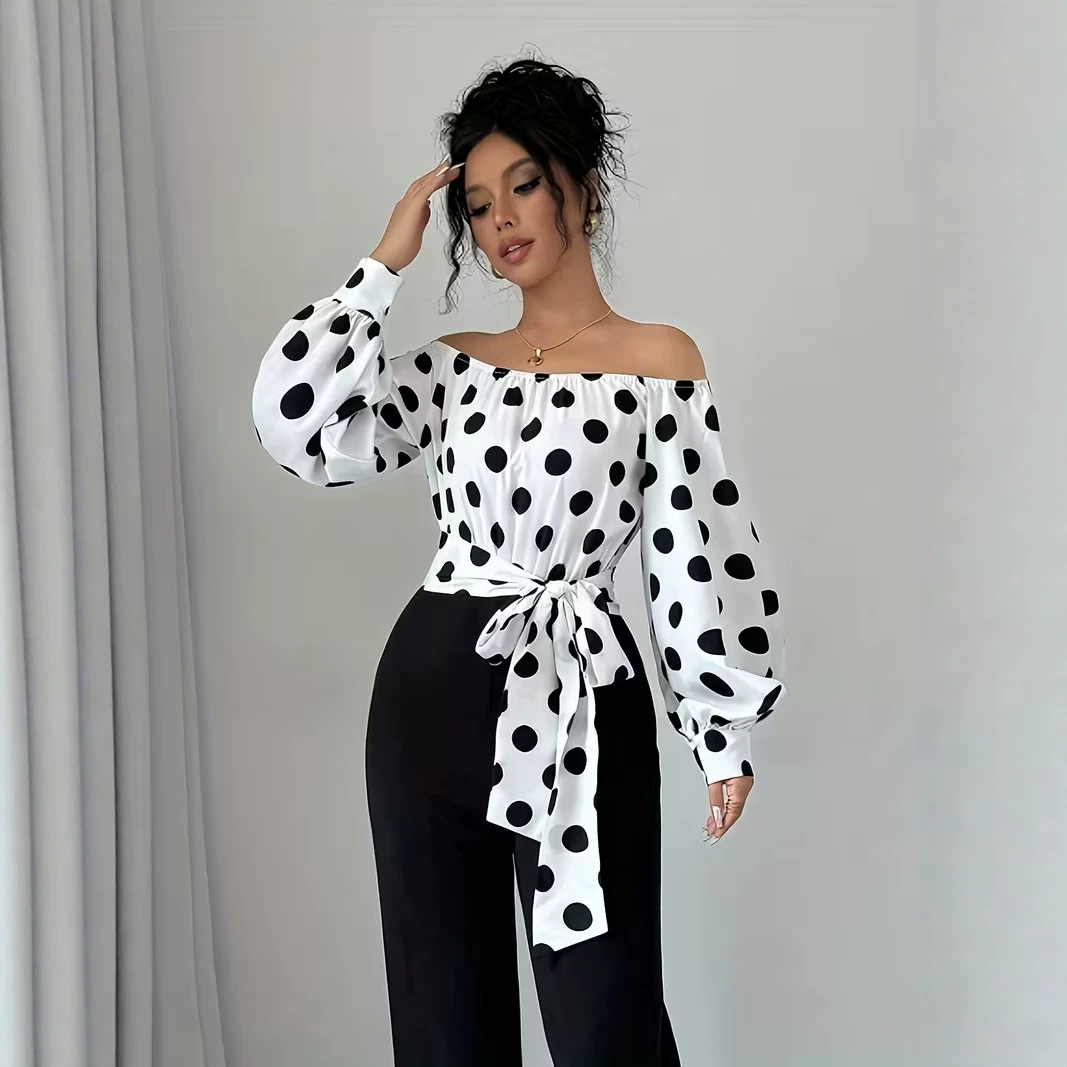 Camisa de lunares manga larga