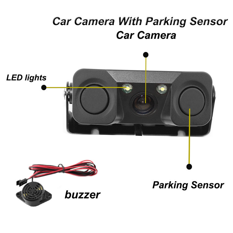 Integrated Reversing Camera System with Smart Reversing Radar, No-Drill Installation, Three-In-One Camera, Radar Image, Alarm, and Sound