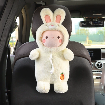 cute car interior decorations, Car tissue box/set - cute-white-rabbit-hanging-tissue-box