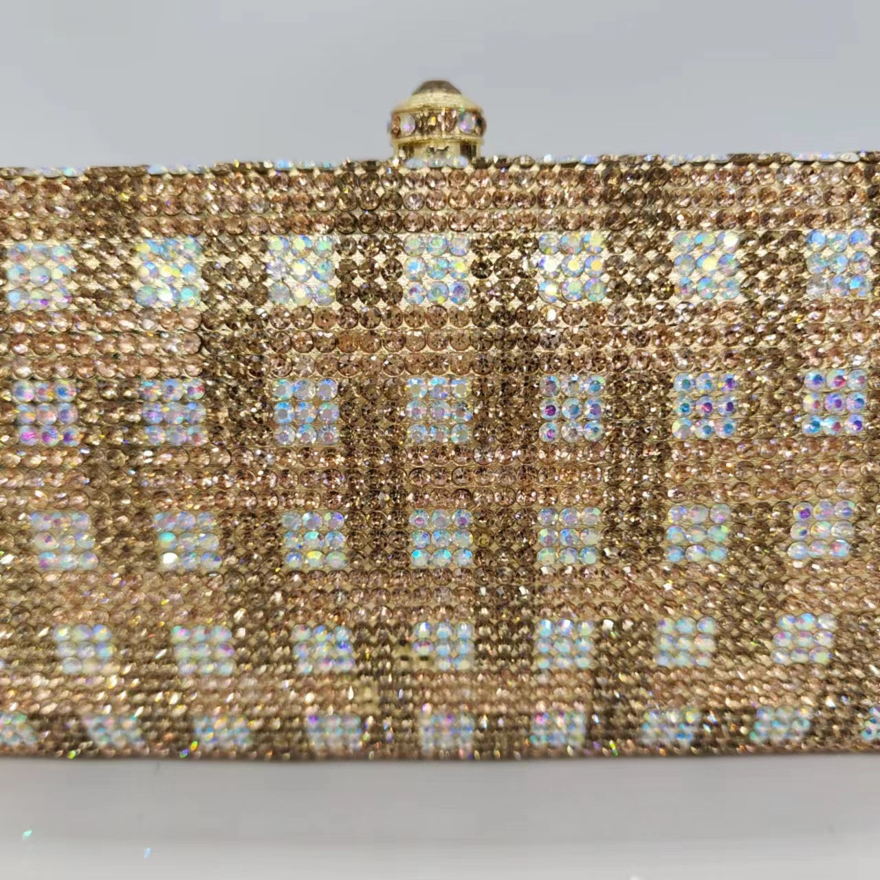 Bolsa de cristal a cuadros nueva bolsa de cena de diamantes a cuadros Europa y América vestido de cena bolsa de mano de mujer