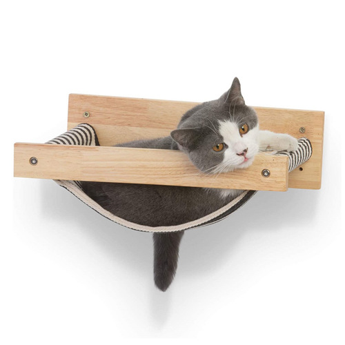 Cross-border best-selling solid wood wall-mounted cat hammock wall DIY cat climbing toy cat jump platform canvas cat bed cat bed