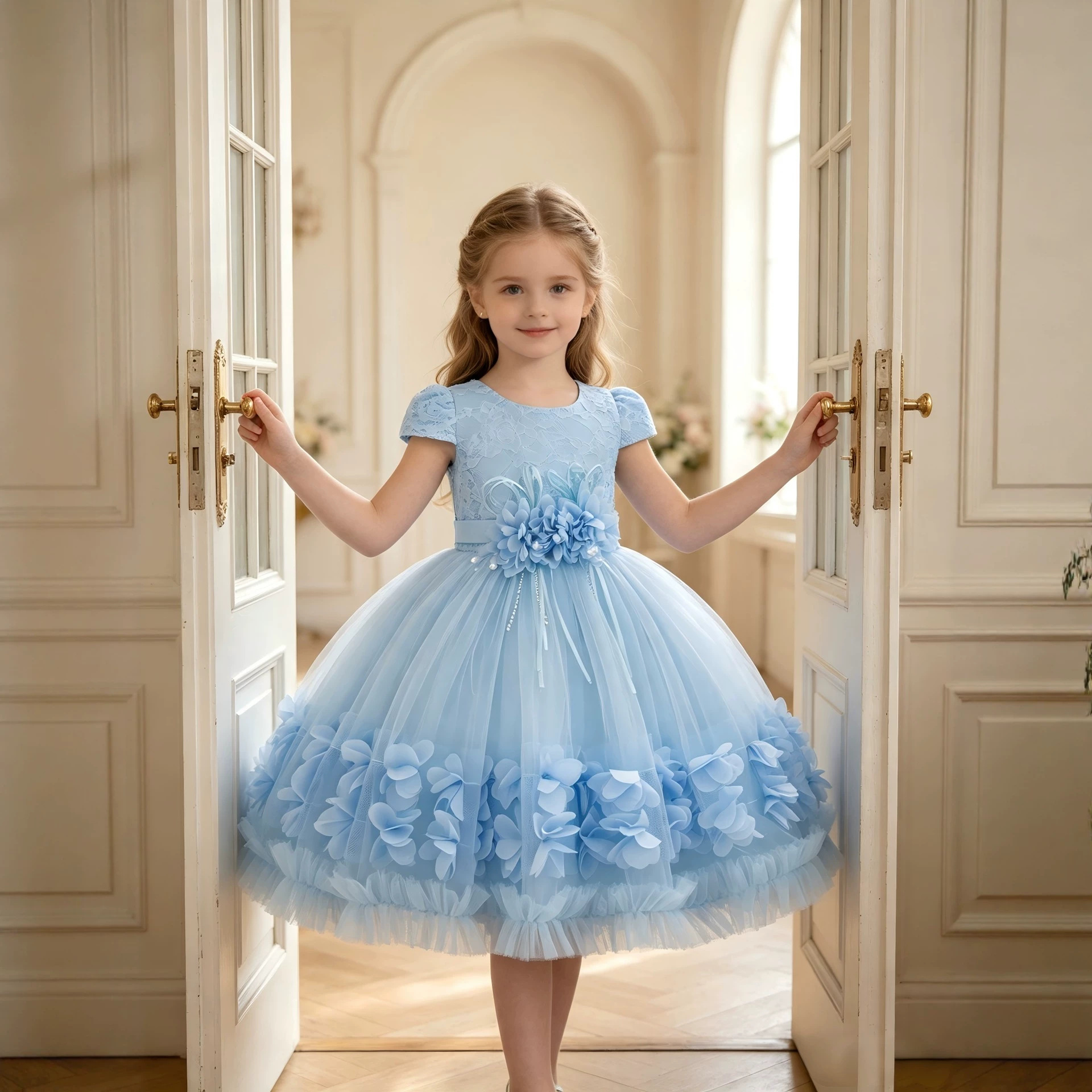 2025 New High-Quality Girls' Birthday Dress, Evening Gown, Princess Dress, First Birthday Flower Girl Dress, Cross-border In Stock