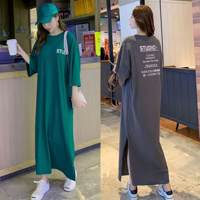 Chubby Girls Summer New Lazy Long Short-sleeved T-shirt Dress Loose Over-the-knee Letter Printed Dress 200 Jin Long Dress Chubby Girls Summer New Lazy Long Short-sleeved T-shirt Dress Loose Over-the-knee Letter Printed Dress 200 Jin Long Dress