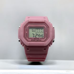 Square Ins Internet Celebrity Sports Digital Watch for Men and Women Multi-Color Students and Kidsren Macaron Ins Style Digital Watch