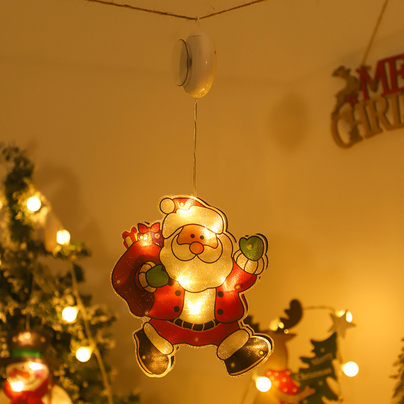 Venta caliente transfronteriza tienda de decoración atmósfera escena Diseño De vacaciones decoración lámpara LED ventosa ventana lámpara colgante Navidad