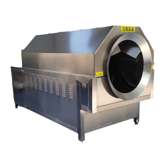 Commercial multi-functional electromagnetic roller wok Bran germ frying machine automatic feed fish bait frying machine