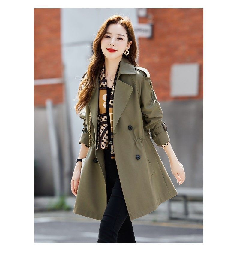 Damen Trenchcoat Mittellang Britischer Stil Schlankmachend Leicht_voghion.com