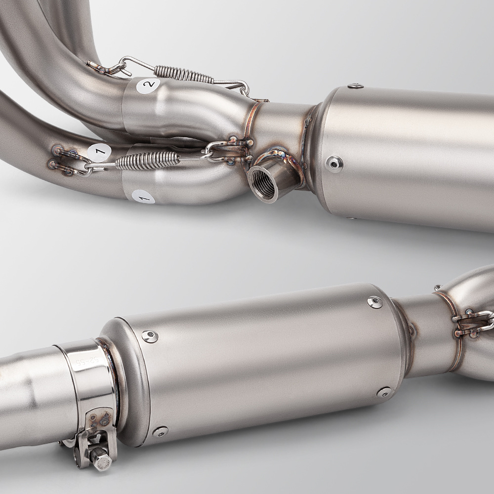 Motorcycle locomotive exhaust pipe spring breeze 675SR stainless steel swing front end muffler non-destructive installation