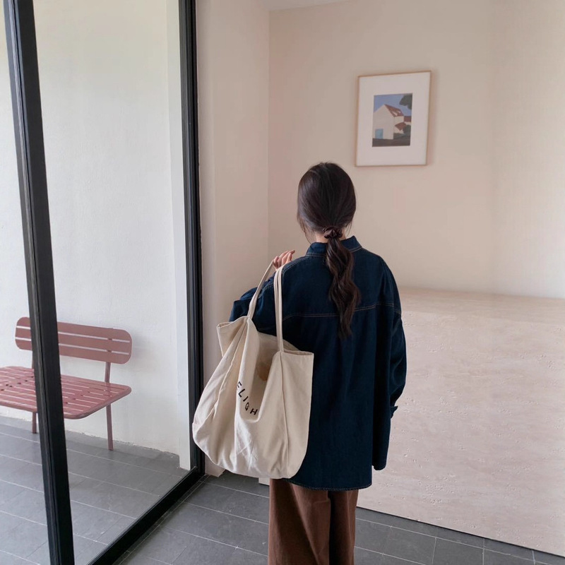 新款翻领牛仔衬衫女韩系宽松双口袋设计感上衣休闲衬衫|undefined