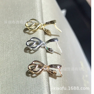 18K gold Jade buckle thick gold small hollow flower melon seed buckle jade pendant Buckle Head Jade clip buckle