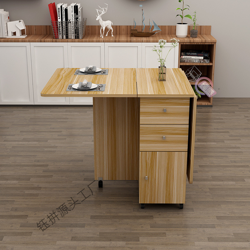 Mesa plegable simple, mesa de comedor de tipo pequeño, mesa de comedor retráctil multifuncional con cajón, gabinete de comedor rectangular