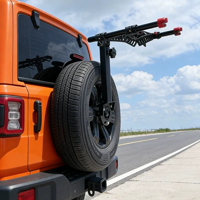 Folding car spare tire-style Car bike rack