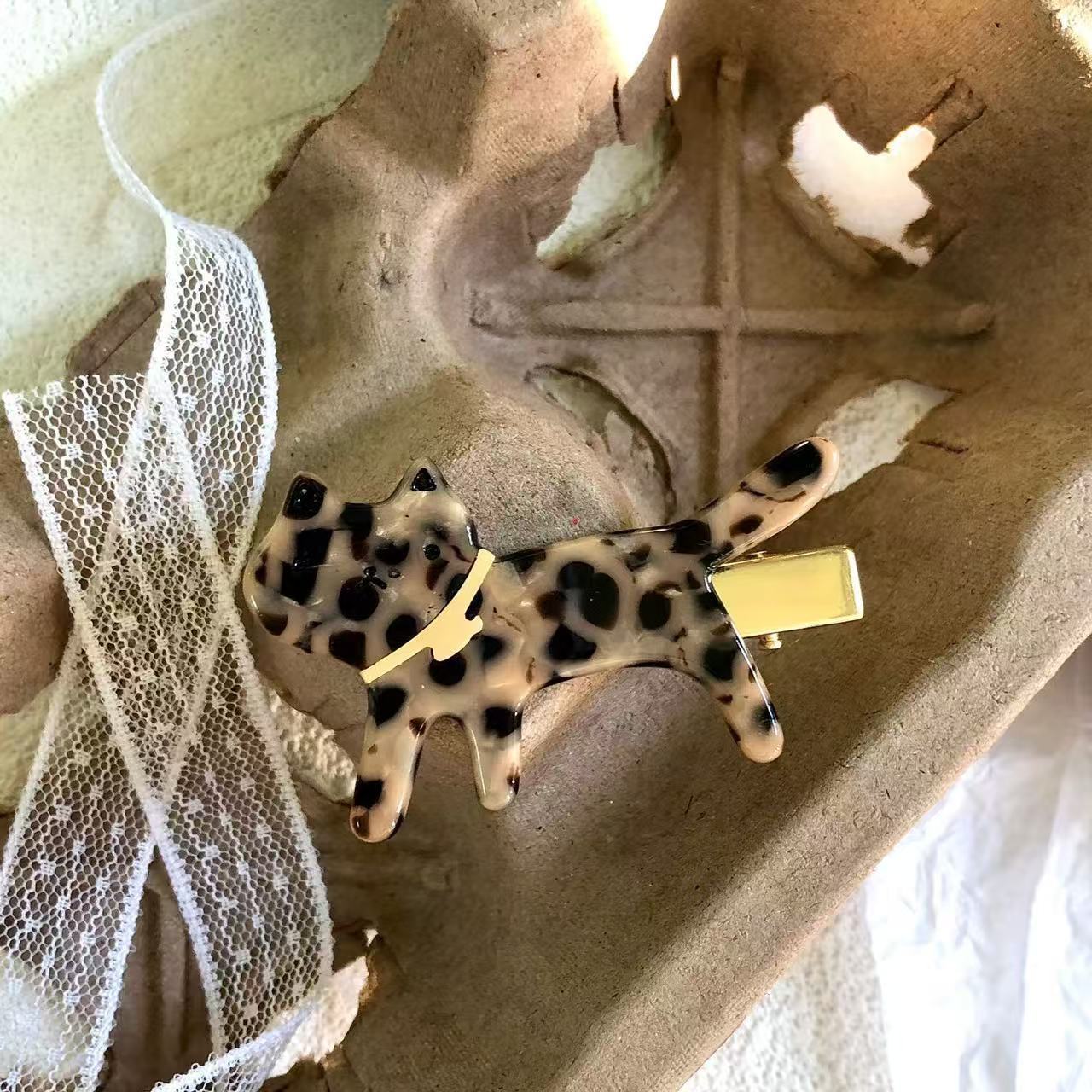 A9-강아지 사이드 클립-표범 무늬