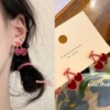 Earrings, retro brand silver needle from pearl, simple and elegant design, Korean style, silver 925 sample, internet celebrity