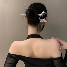 鸢尾花朵古风发簪新中式金属汉服发饰簪子高级感国风旗袍发钗头饰