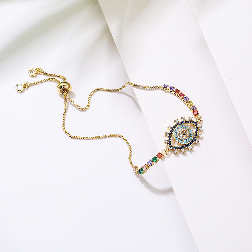 Fashion Geometric Devilu0027S Eye Eye Copper Diamond Zircon Bracelets