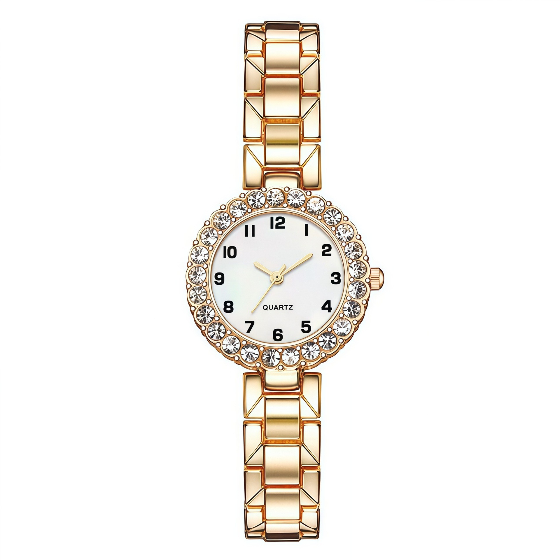 New TEMU Explosive Ladies Diamond Set Watch Digital Fashion Bracelet Watch Set One Piece Wholesale