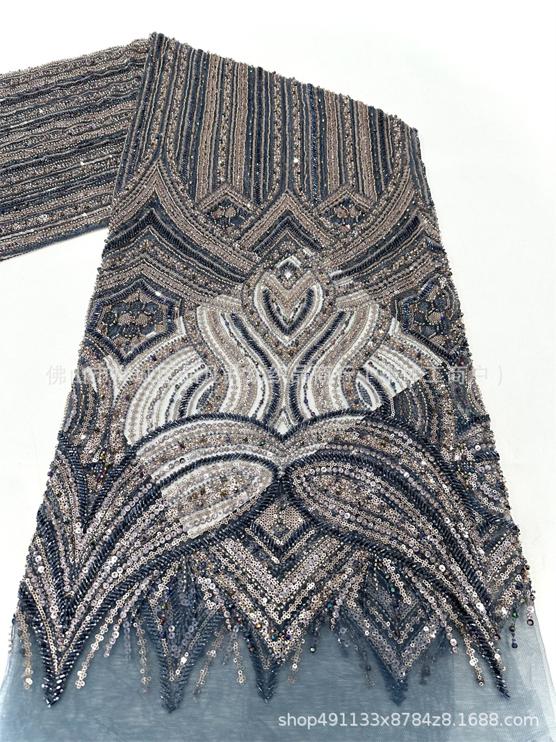 Industria pesada cuatro perlas Gaoding serie de lujo vestido de boda modelo de fiesta cena tela de moda esquinilla bordado tubo de perlas