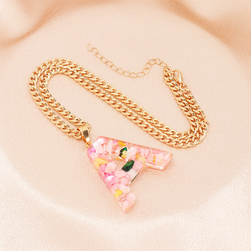 Letter Pattern Women'S Gender Sweet Letter Resin Chain Necklace