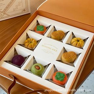 2025 Mid-Autumn Festival New Palace Mooncake Gift Box Chinese Style Ice Skin Flow Egg Yolk Cake 8 Pieces High-End Packaging Box Empty