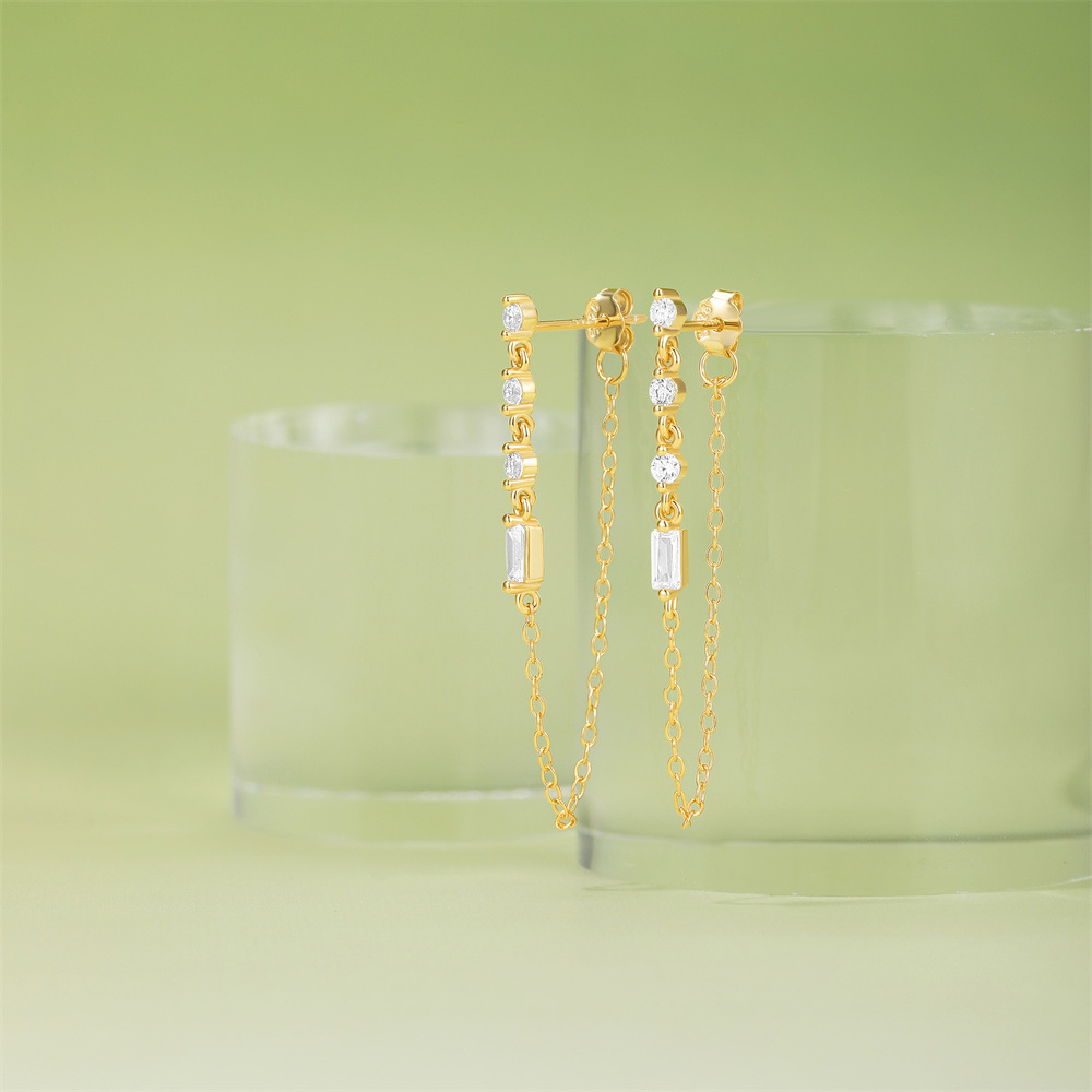 2g Weight 925 Sterling Silver Ear Needle Material Zircon Inlay Material Drop Earrings Classification 1 Pair Quantity Holiday, Banquet, Daily Occasion 925 Sterling Silver Material Geometric Pattern Women's Gender Tassel, Plating Design Simple Style Style 1 Pair 925 Sterling Silver Zircon Geometric Drop Earrings 12
