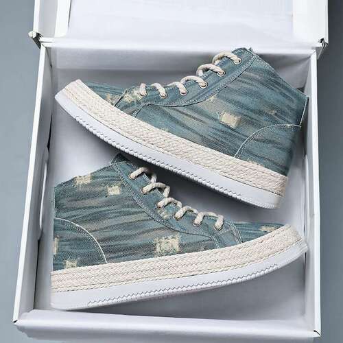 Men's Summer New Style Board Shoes Breathable Trendy High-Top Casual Hip-Hop Slip-Resistant Sports Canvas Shoes