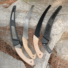 Garden agricultural tools wooden handle with black rubber sleeve 350 long 3-sided teeth white black head hand saw thick branch fruit branch saw branch saw