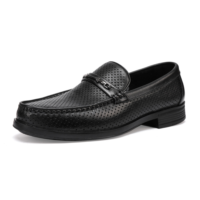 Men's Summer Leather Shoes, Hollow Men's Shoes, Perforated Business Casual Shoes, Slip-On Men's Clogs, Same Style as Shachi