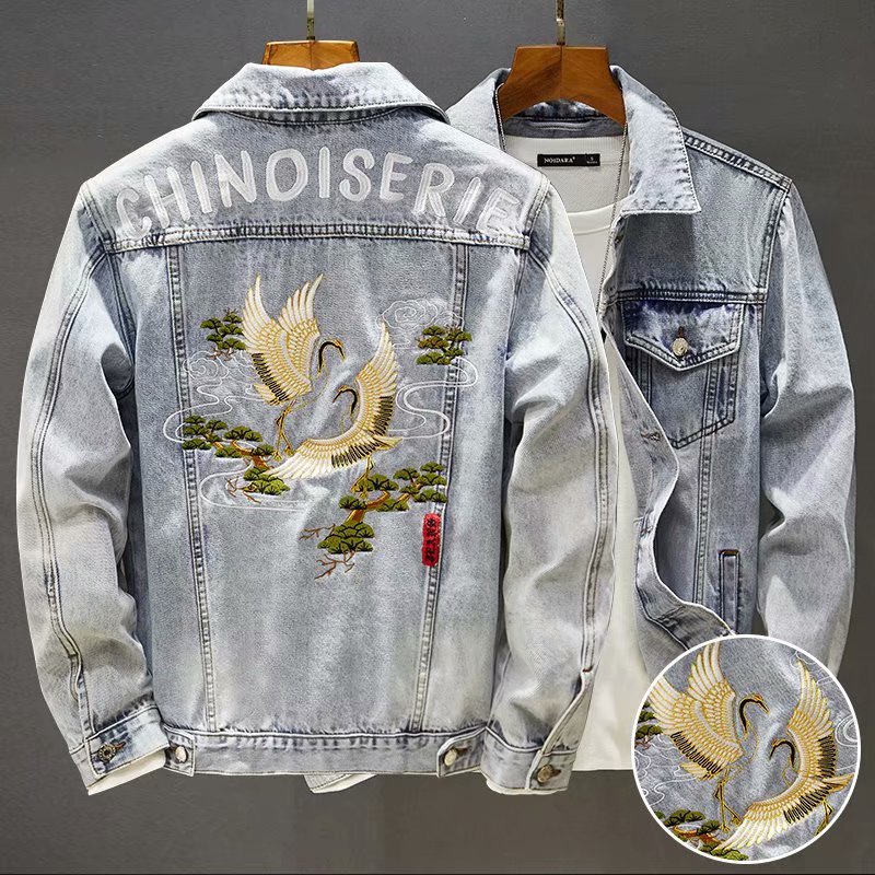 2021 Embroidered Denim Jacket for Men, Trendy Brand Slim Fit Spring and Autumn Jacket, Retro Style Korean Version Vintage Denim Jacket for Men 2021 Embroidered Denim Jacket for Men, Trendy Brand Slim Fit Spring and Autumn Jacket, Retro Style Korean Version Vintage Denim Jacket for Men