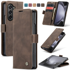 CASEME は Samsung ZFold6/7 レトロつや消しフリップレザーケース Fold5 磁気サイドバックル Fold4 カードに適しています。