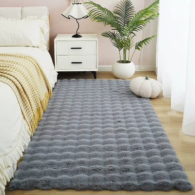 Rug, Cream-Style Room Thickened Rabbit – Car Carpet - gray-5080cm