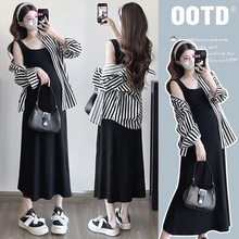 孕妇春装套装连衣裙2025新款开春穿搭长袖衬衫两件套