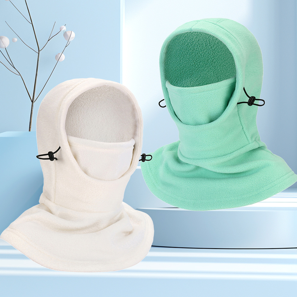 Otoño y invierno máscara de ciclismo al aire libre sombrero de pelusa fría integral sombrero protector facial ajustable cubierta de cabeza a prueba de viento más pelusa gruesa